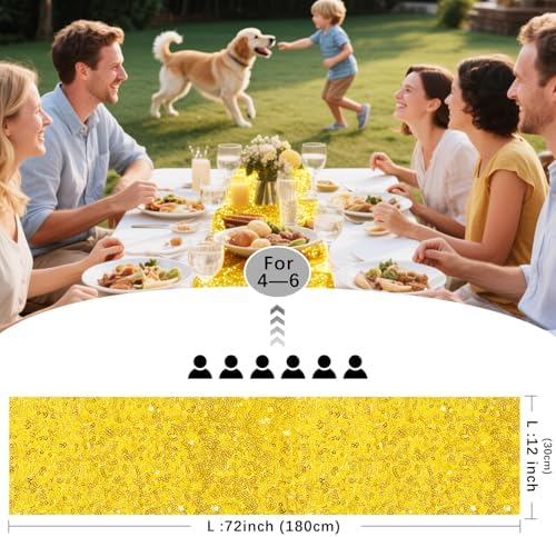 10 Packs 12 x 72 inches Yellow Sequin Table Runner - Image 4