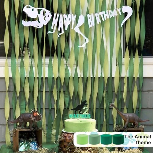 PartyWoo Sage Green Crepe Paper 4pcs 328 FT Sage Green Streamers - Image 2