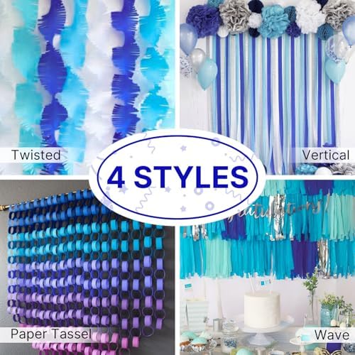 PartyWoo Blue Crepe Paper 10pcs 820 FT Royal Dark Blue Streamers - Image 5