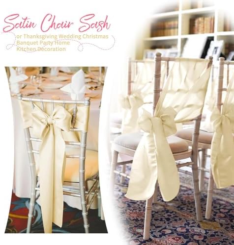 60 PCS Ivory Satin Chair Sashes, 7 x 108 Inch - Image 5