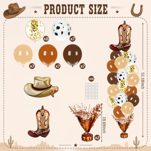 Junkin 2 Pcs Western Cowboy Balloon Column Stand Kit for Floor with String - Image 3
