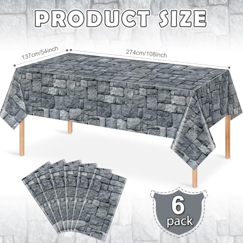 6 Pcs Stone Wall Plastic Tablecloths, Medieval Castle Party Decorations - Image 2