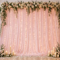 Ledido 10×8ft Pink Tulle Backdrop Curtains with Lights(2 Panels 5×8ft) by Ledido