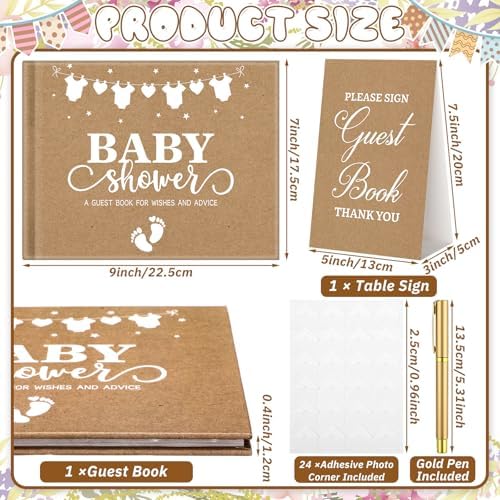Fuyoooo Kraft Paper Baby Shower Guest Book Baby Shower Sign in Guest Book - Image 4