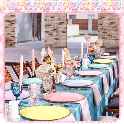 48 Pcs Pastel Paper Plates 9 Inch Scalloped - Image 5