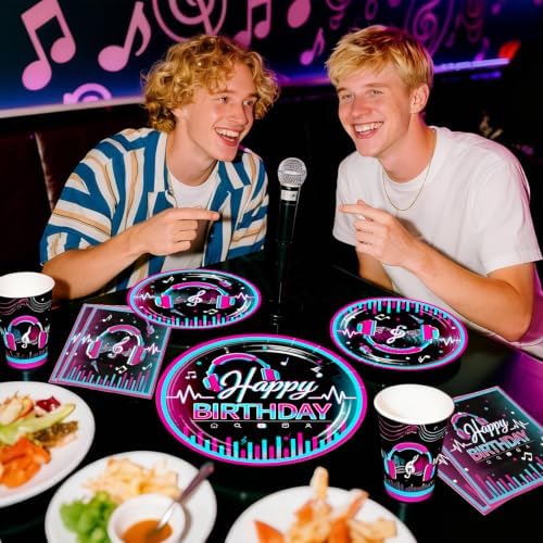 208PCS wellspar Karaoke Music Party Decorations Tableware Set, 25 Guests - Image 5