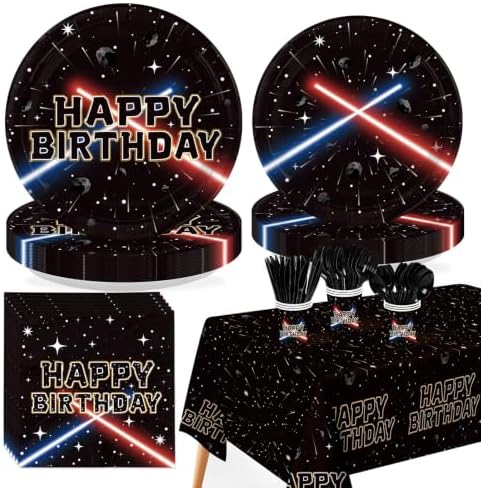 170 Pcs Space Birthday Galaxy Party Supplies for Men Boys, Serves 24 by Greencian