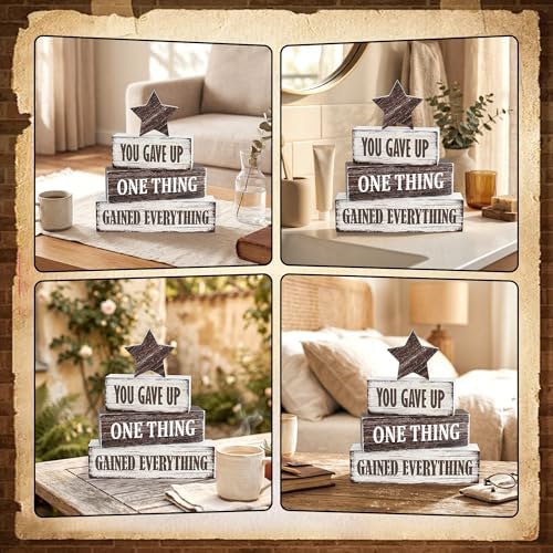 4 Pcs Sober Anniversary Wooden Tiered Tray Decor, Soberversary Gifts - Image 6