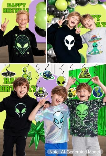 307pcs Fexivo Alien Birthday Decorations, All-in-One, Set for 25 Guests - Image 7