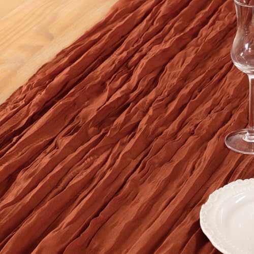 DeZerlor Terracotta Cheesecloth Table Runners 10 Pack Fall Runners - Image 6