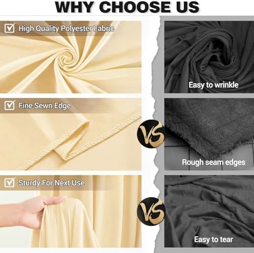 20x12ft Champagne Backdrop Curtain Panels for Parties - Wrinkle Free Polyester Photo Curtain Backdrop Wedding Back Drop Fabric Drapes for Party Decorations Background for Photography - Image 5