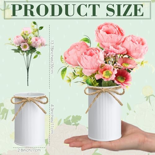 Wavwavw 6 Pcs Floral Table Centerpieces Artificial Peonies Flower with Vase - Image 4