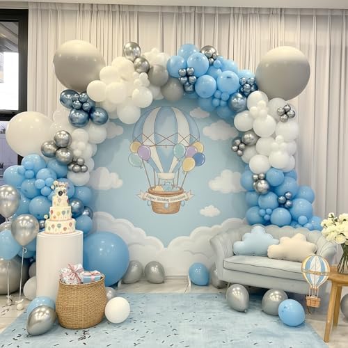 Baby Blue and Silver Balloons 60Pcs Birthday Baby Shower Party Decorations - Image 5