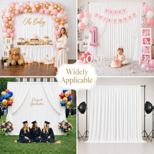 40x10 FT White Backdrop Curtains for Weddings, Parties and Photo Booths - Image 6