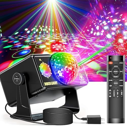 Party Lights, DJ Disco Light Disco Ball Light Sound Activated Strobe Stage Lights for Parties Birthday Christmas Gift Wedding Karaoke Bar Club Pub Dance Home Living Room Halloween Decorations by OIEZISRO