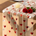 Gold Gauze Table Runner Red Heart Sheer Romantic Wedding Party Table Decor by Socomi