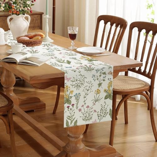 ONFAON Spring Decorations for Home,Spring Table Runner 13x72 Inch Wildflowers Floral,Seasonal Summer Home Kitchen Dining Room Table Decorations - Image 2