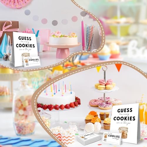 Cookie Monster Baby Shower Decorations,Guess How Many Baby Shower Game,Guess How Many Cookies are in the Jar,One Sweet Cookie Birthday Party Game & Activities 50 Cards and Sign - Image 5