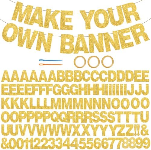 BEISHIDA Glitter Gold 116 PCS A-Z DIY Letter Custom Banner Party Decor by Beishida