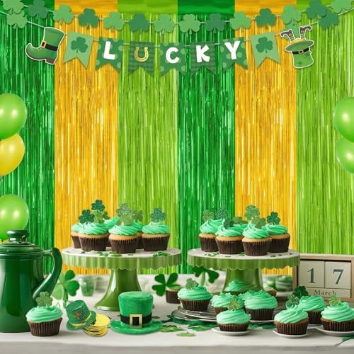 2Pack Green Gold St Patricks Foil Curtain Xmas Decorations Party Streamers - Image 7