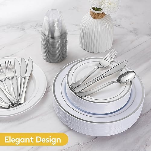 Goodluck 600 Plastic Piece Disposable Silver Plates for 100 Guests - Image 4
