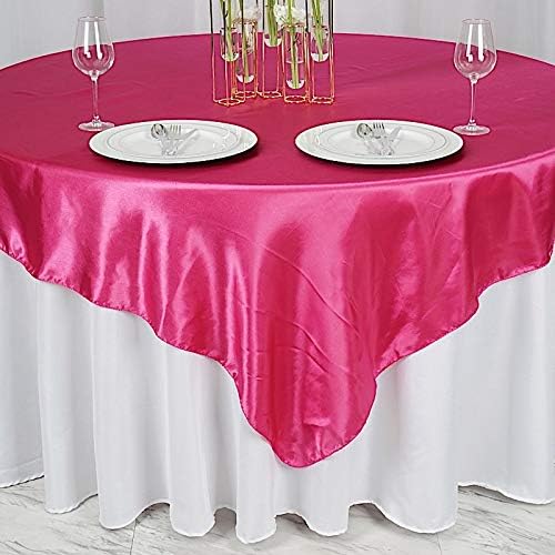 Balsa Circle 10 pcs 72x72 inch Fuchsia Square Tablecloth Satin Fabric Overlays Linens | Table Cloths Cover for Wedding Party Banquet Reception Events Decoration Kitchen Dining Events Kitchen Dining - Image 3