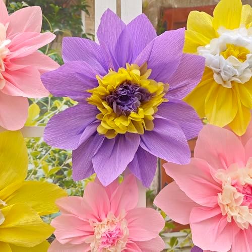 Mybbshower Crepe Paper Flower for Wall Paper Pom Pom Decor Girls Birthday Party Backdrop Baby Shower Nursery Decoration Pack of 9 (Lilac Pink) - Image 7