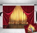 Qian 7x5FT Vinyl 3D Rendering Theater Stage Theme Photography Backdrops Golden and Red Curtains Photo Studio Props Vinyl Background for Wedding Birthday Party Decoration Banner by Qian