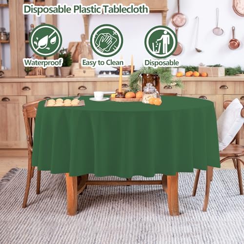 12 Pack Sage Green Round Plastic Tablecloth Disposable - Image 3