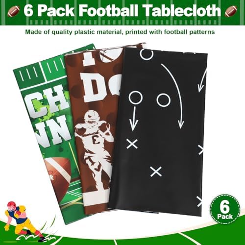 NatNarr 6 Pack Plastic Football Tablecloths, Superbowl Party Decorations - Image 3