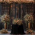 30 x 10ft Black Backdrop Curtains with Lights String for Party by PartyTalk