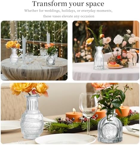 Glass Bud Vases Set of 64 - Assorted Small Mini Glass Vases for Flowers, Crystal Vintage Vase Set, Bulk Centerpieces for Table Décor, Wedding, Home and Events (Clear, 64 Pcs) - Image 3