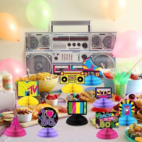 Distaratie 80s Party Decorations Back To The 80s Honeycomb Centerpieces - Image 5