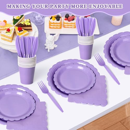 Vyntra 175 Pcs Lavender Paper Plates and Napkins Party Supplies - Image 6