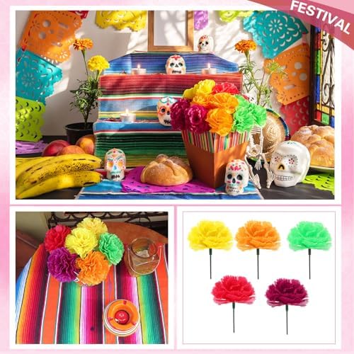 48 Pcs Mexican Party Decorations Fiesta Centerpieces, Marigold - Image 5