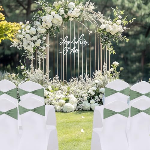 Spandex Sage Green Chair Sashes Bows 30 Pcs Sage Chair Sashes Elastic Chair Cover Bands Ties Without Buckle for Wedding Birthday Party Ceremoney Events Decoration - Image 5