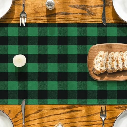 Artoid Mode Green and Black Buffalo Check Summer Table Runner 13x90 Inch - Image 7