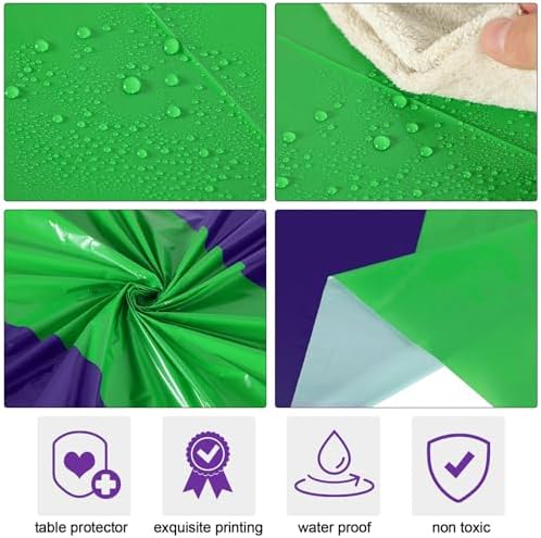 Oudain 3 Pcs Plastic Disposable Table Cloth 54" x 108", Green, Purple - Image 2