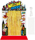 VitalCozy 7 Pcs Hero Party Backdrop Banner Gold Fringe Curtain Decor by VitalCozy