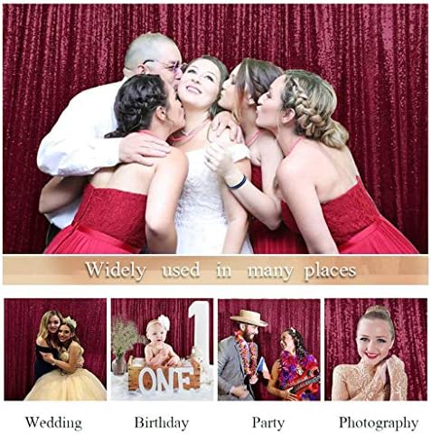 ShinyBeauty Burgundy Backdrop for Party 8X8FT Sequin-Backdrop-Curtain Shimmer Wall Photo Backdrops Maroon Curtains Backgrouns Christmas Decorations - Image 5