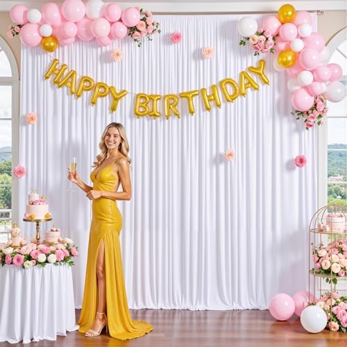 White Backdrop Curtain for Parties Wedding Wrinkle Free White Photo Curtains Backdrop Drapes Fabric Decoration for Baby Shower 5ft x 8ft,2 Panels - Image 2