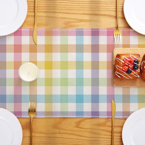ONFAON Easter Buffalo Plaid Check Table Runner Spring Holiday Decoration Farmhouse Home Dining Room Kitchen Table Decor (13" x 72") - Image 6