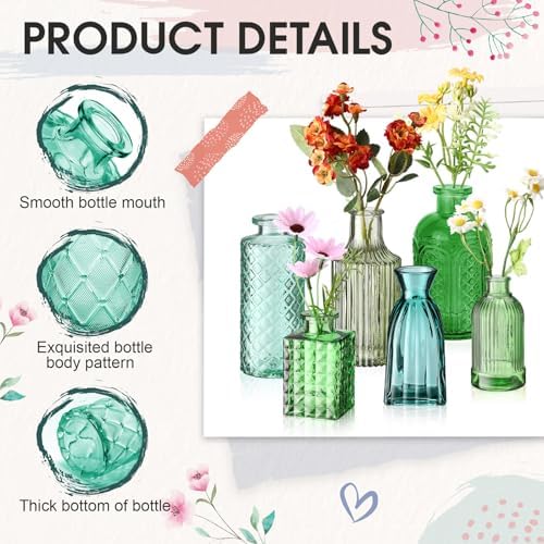 Yaomiao 30 Pcs Glass Bud Vases Centerpieces, Green Series - Image 4
