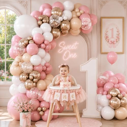 Dusty Pink Balloon Arch Kit, Boho Retro Blush Pink Champagne Gold White Latex Helium Party Balloons Garland for Girls Women Bridal Baby Shower Neutral Wedding Engagement Birthday Party Decorations - Image 5