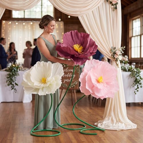 3 Pcs 5ft Large Paper Mix Color Poppy Flower Giant Artificial Poppy - Image 5