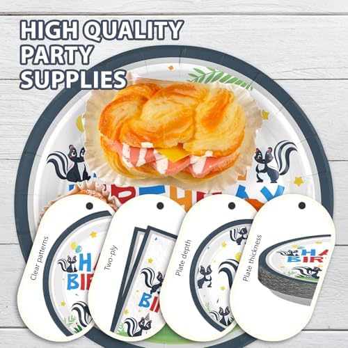 96Pcs Skunk Birthday Party Decorations for Boys Gender Reveal Serves 24 - Image 6