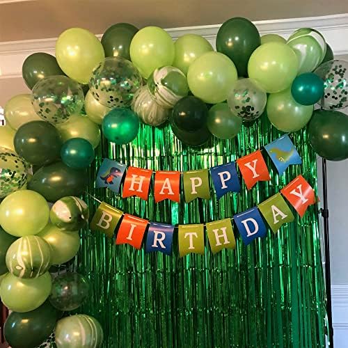 60 Pack Green Latex Balloons, 12 Inch Matte White Dark Emerald Green Light Lime Green Confetti Helium Balloons, Assorted Green White Balloons for Jungle Dinosaur Birthday Baby Shower Party Decorations - Image 3