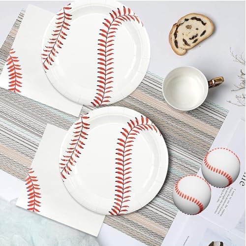 50pcs Baseball Plates and Napkins Party Supplies, 7Inch - Image 2