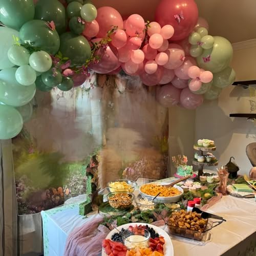 Pink Purple Green Balloons Arch Wildflower Fairy Floral Tea Party Birthday - Image 7