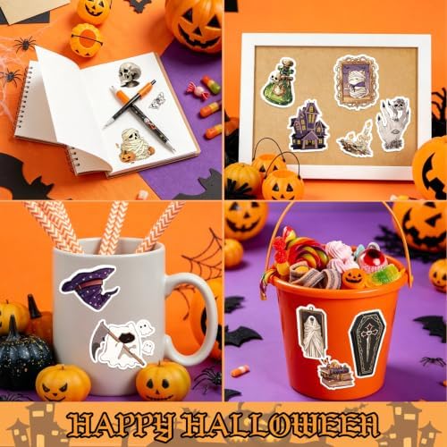 Halloween Sticker Book, 400+ Waterproof Vinyl Halloween Stickers, Funny Stickers for Adults & Kids, Cute Spooky Pumpkin Witch Stickers for Journaling, Scrapbooking, Crafts, Laptops and Water Bottles - Image 6